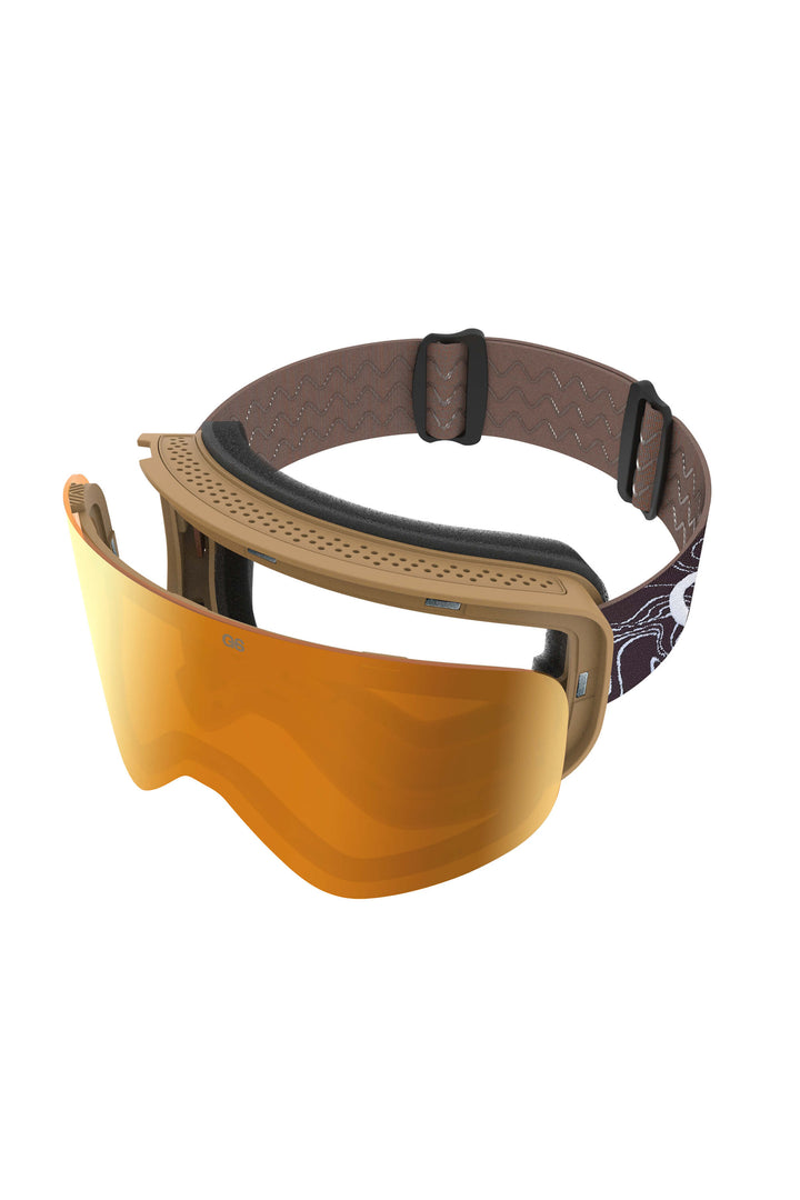 Unisex Gold Bold Logo Cylindrical Magnetic Ski Goggles