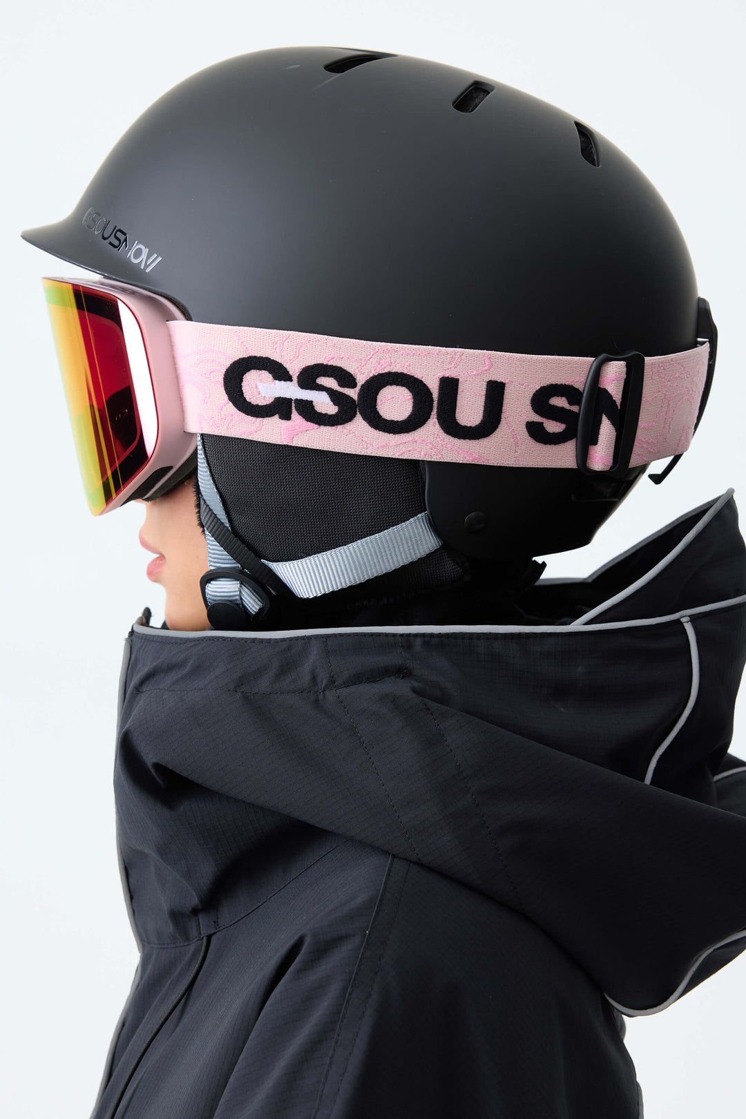 Unisex Pink Bold Logo Cylindrical Magnetic Ski Goggles