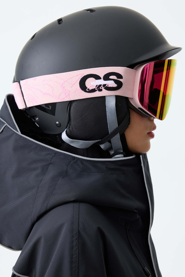 Unisex Pink Bold Logo Cylindrical Magnetic Ski Goggles
