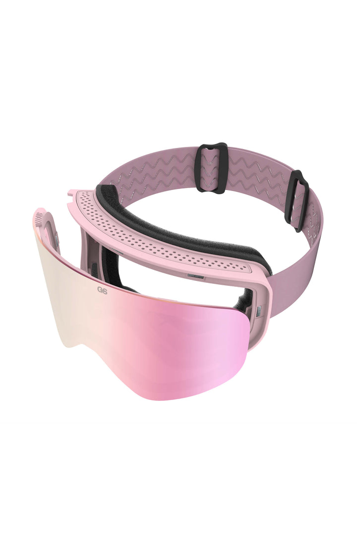 Unisex Pink Bold Logo Cylindrical Magnetic Ski Goggles