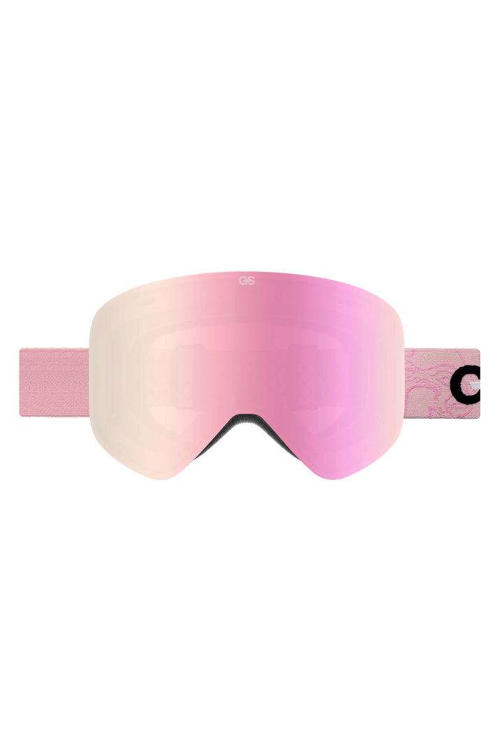 Unisex Pink Bold Logo Cylindrical Magnetic Ski Goggles