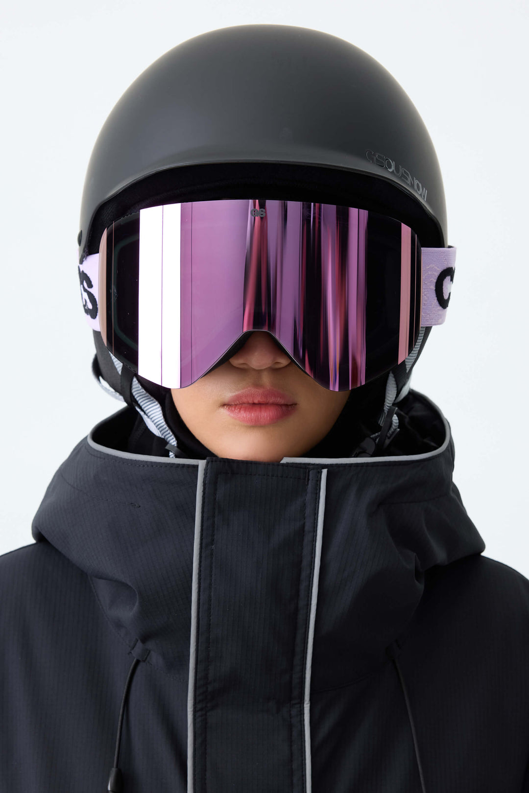 Unisex Black Bold Logo Cylindrical Magnetic Ski Goggles