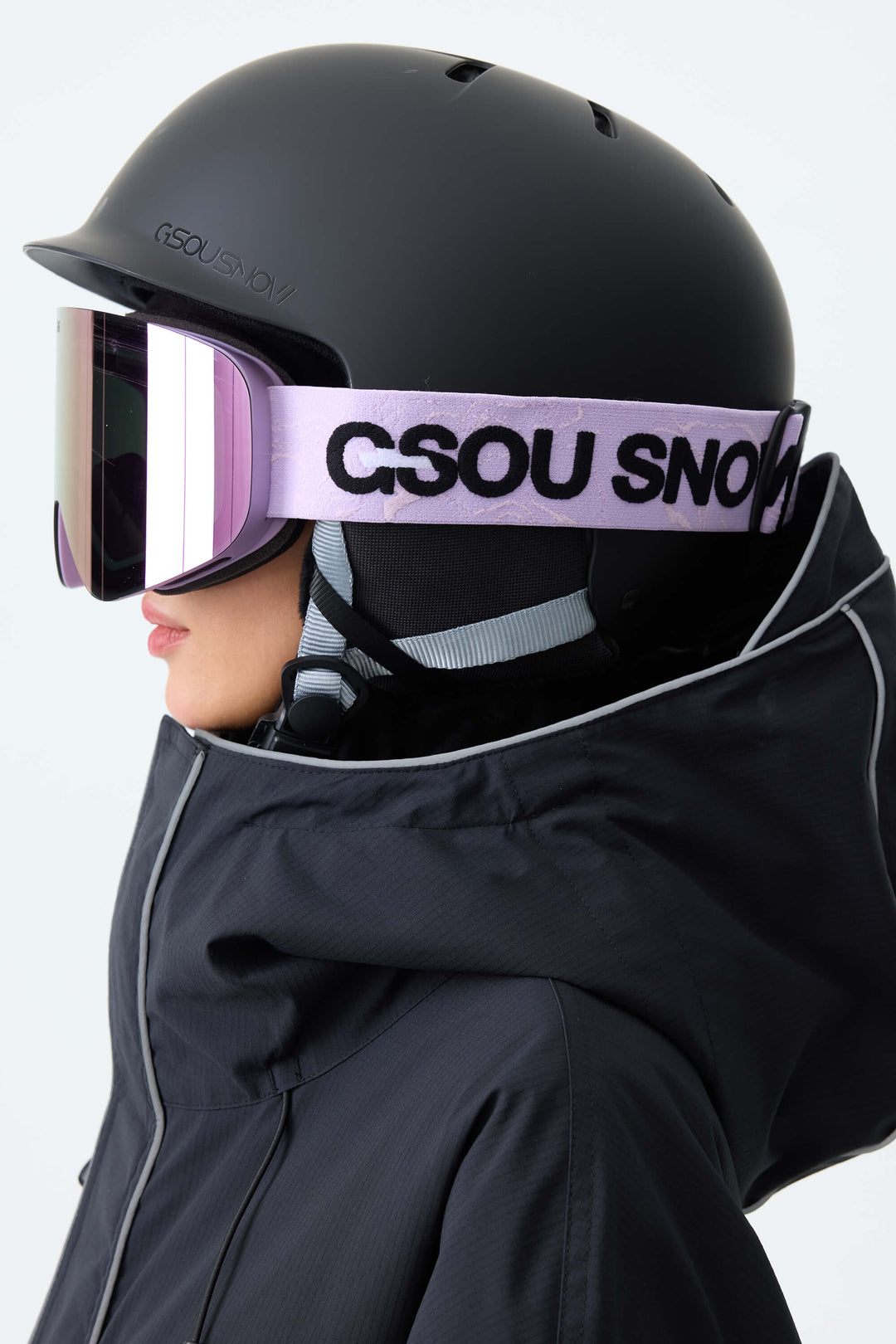 Unisex Purple Bold Logo Cylindrical Magnetic Ski Goggles