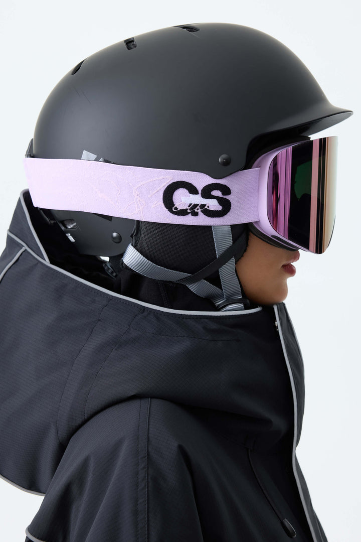 Unisex Purple Bold Logo Cylindrical Magnetic Ski Goggles