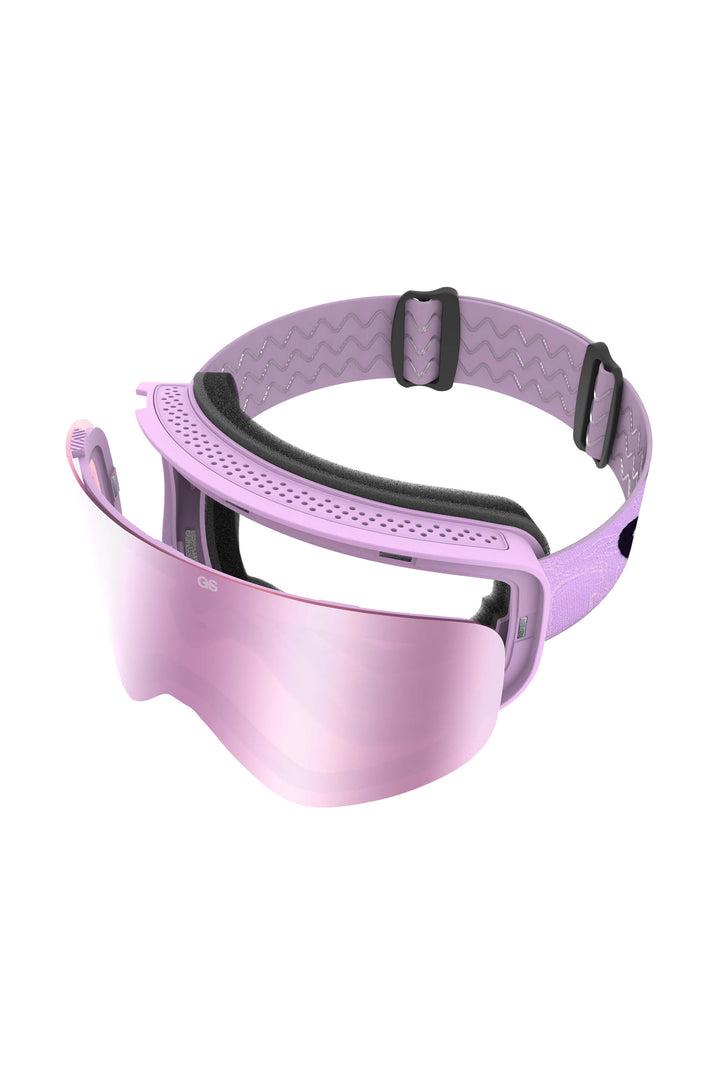 Unisex Purple Bold Logo Cylindrical Magnetic Ski Goggles