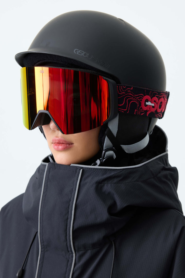 Unisex Black Bold Logo Cylindrical Magnetic Ski Goggles