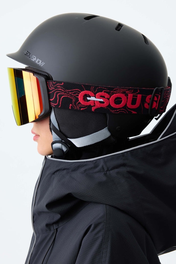 Unisex Red Bold Logo Cylindrical Magnetic Ski Goggles