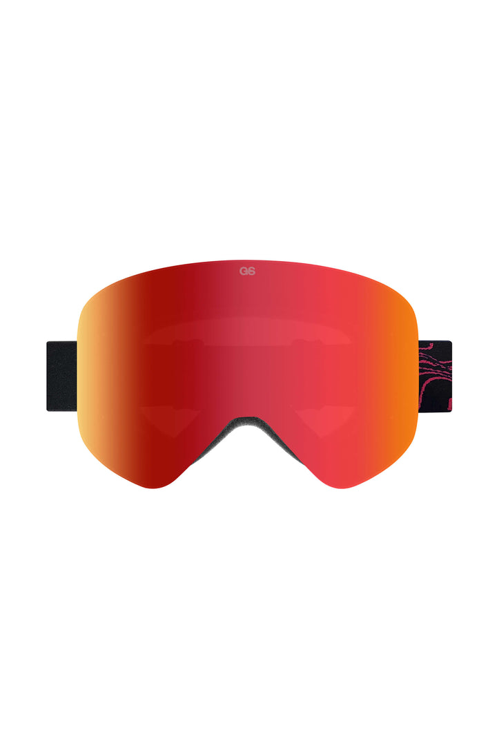 Unisex Red Bold Logo Cylindrical Magnetic Ski Goggles