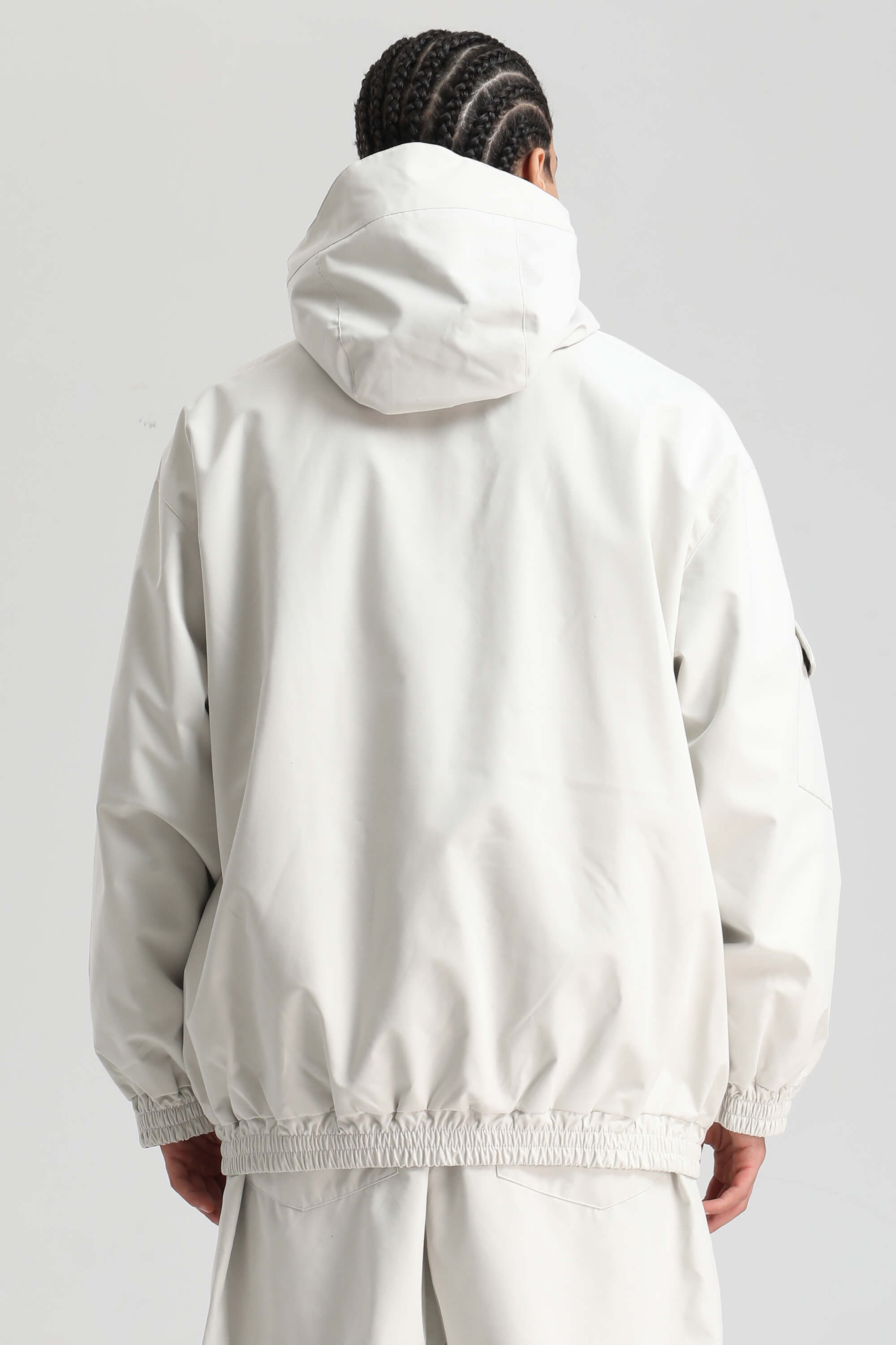 Men's Off-White Washed Effect Minimalist Multi-Pocket Waterproof