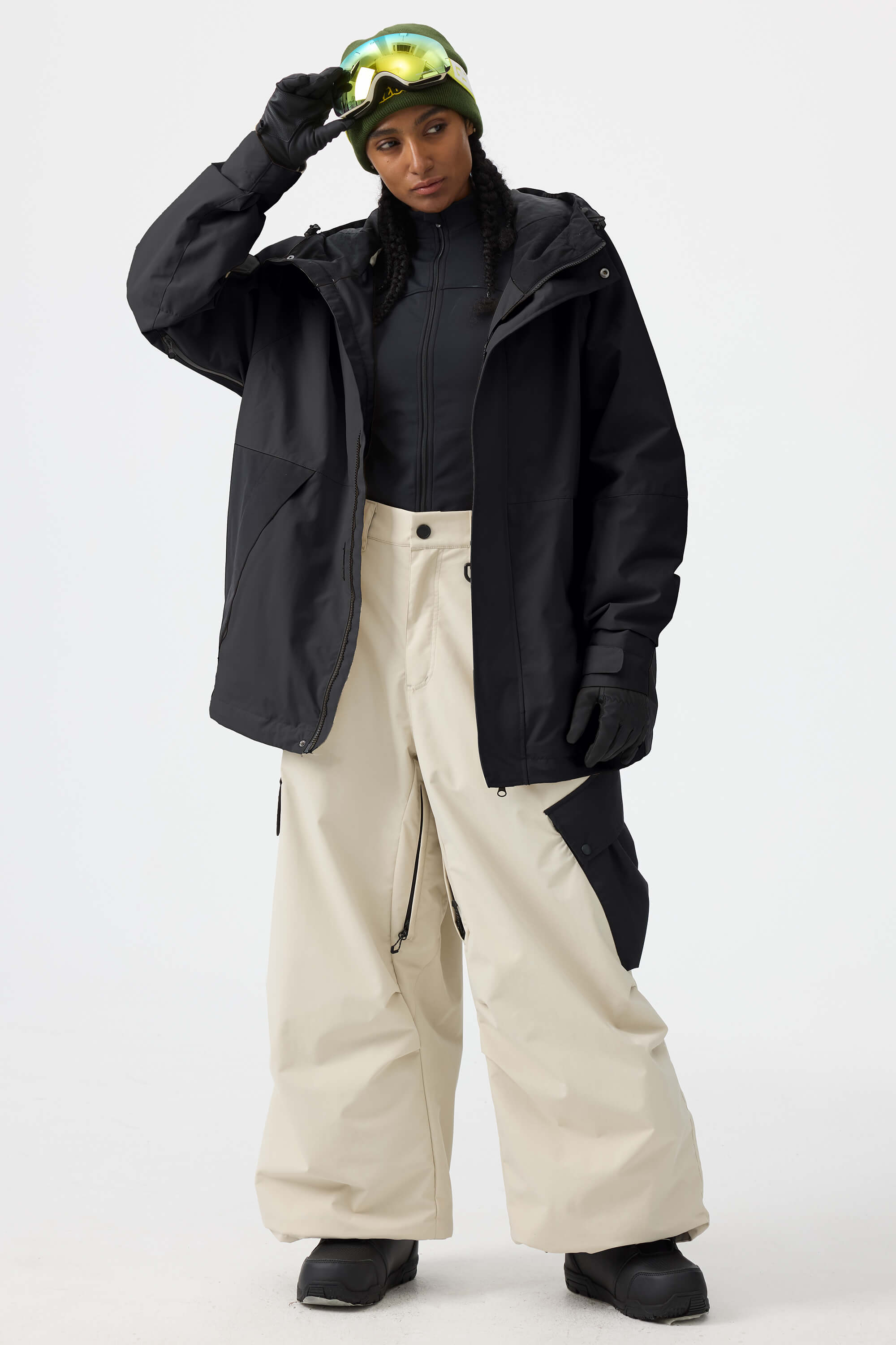 Women's Coffee Raglan Sleeve Color Block Waterproof Breathable