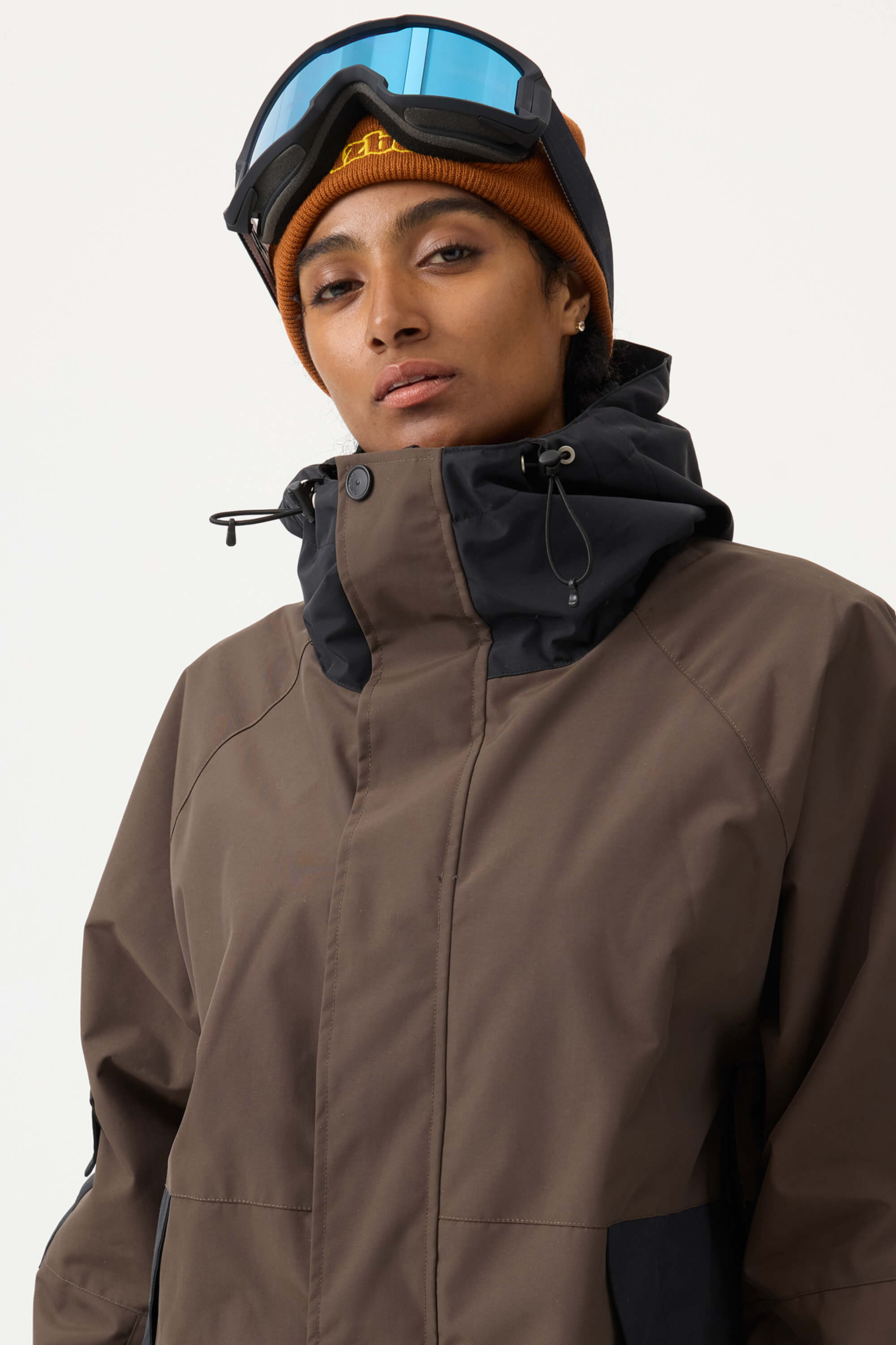 Women's Off White Raglan Sleeve Color Block Waterproof Breathable