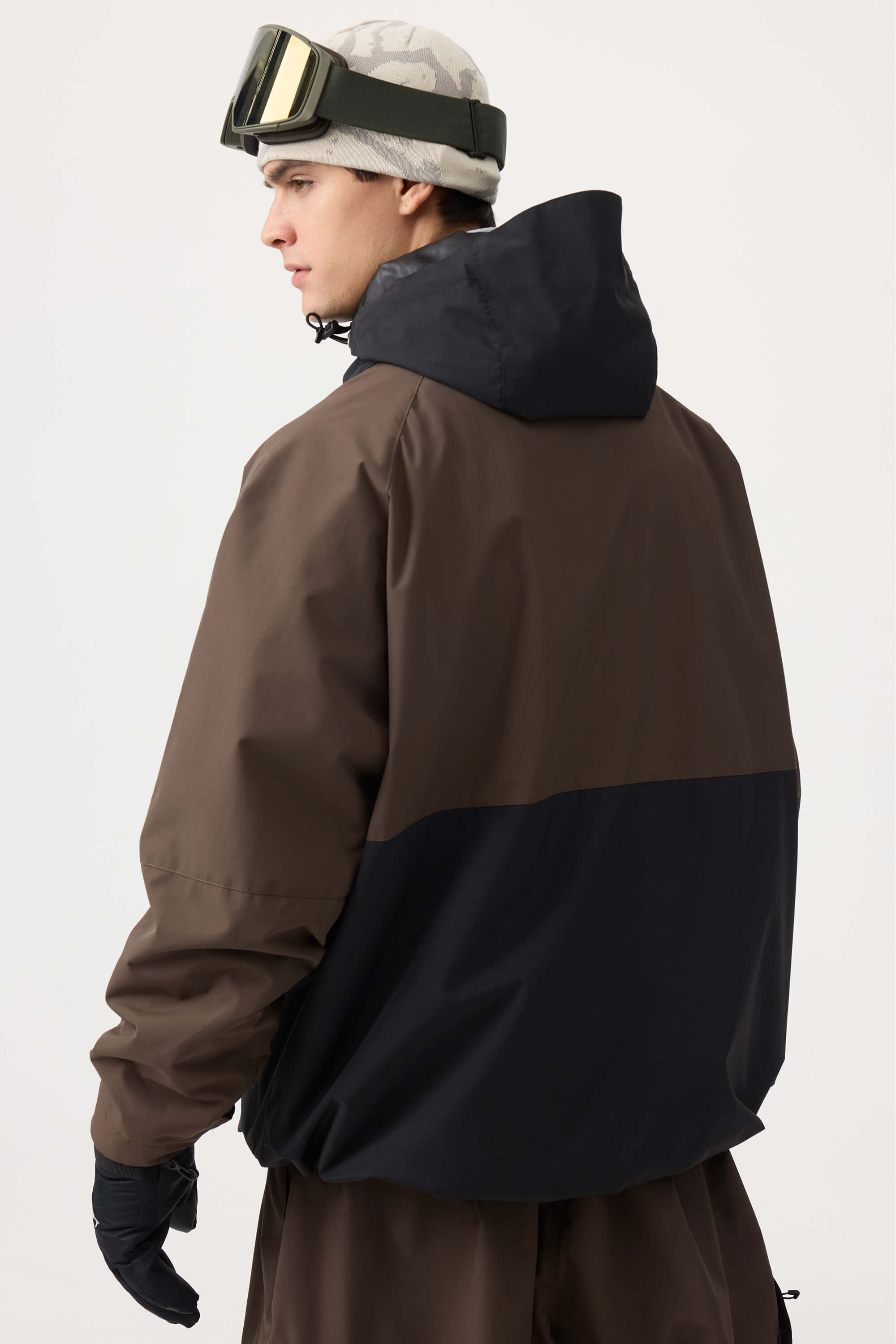 Men's Dark Green Raglan Sleeve Color Block Waterproof