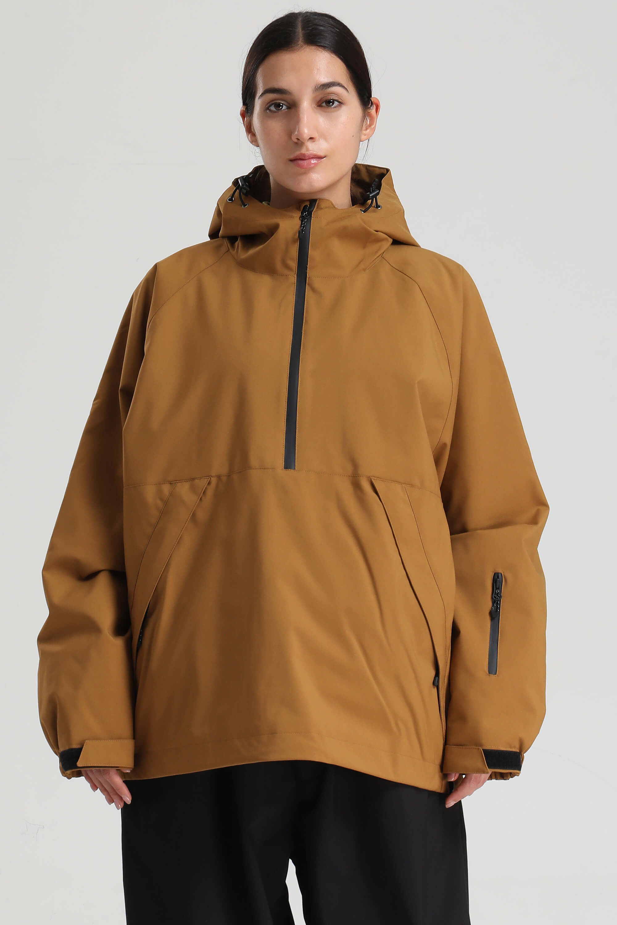 Women's Off White Minimalist Half-Zip Waterproof Insulated Snow