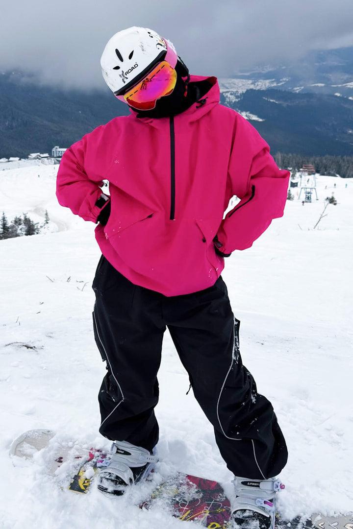 Women's Rose Minimalist Half-Zip Waterproof Insulated Snow Anorak