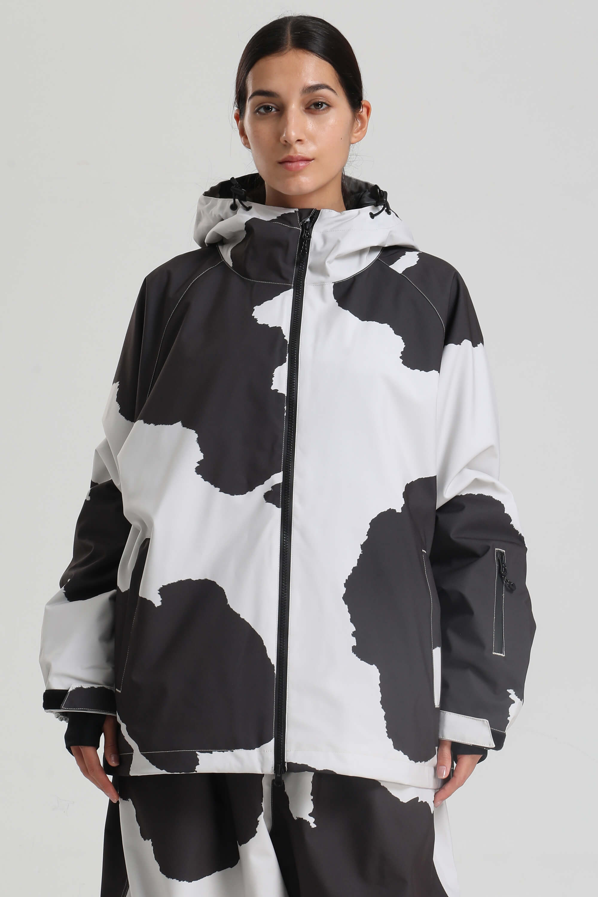 Women's Cow Print Dual-Vent Minimalist Waterproof Insulated