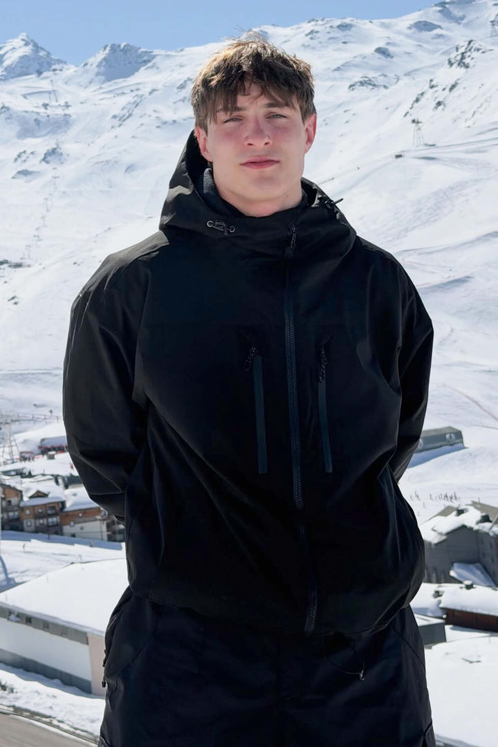 Men's Black Multi-Pocket Dual-Vent Waterproof Insulated Snow Jacket