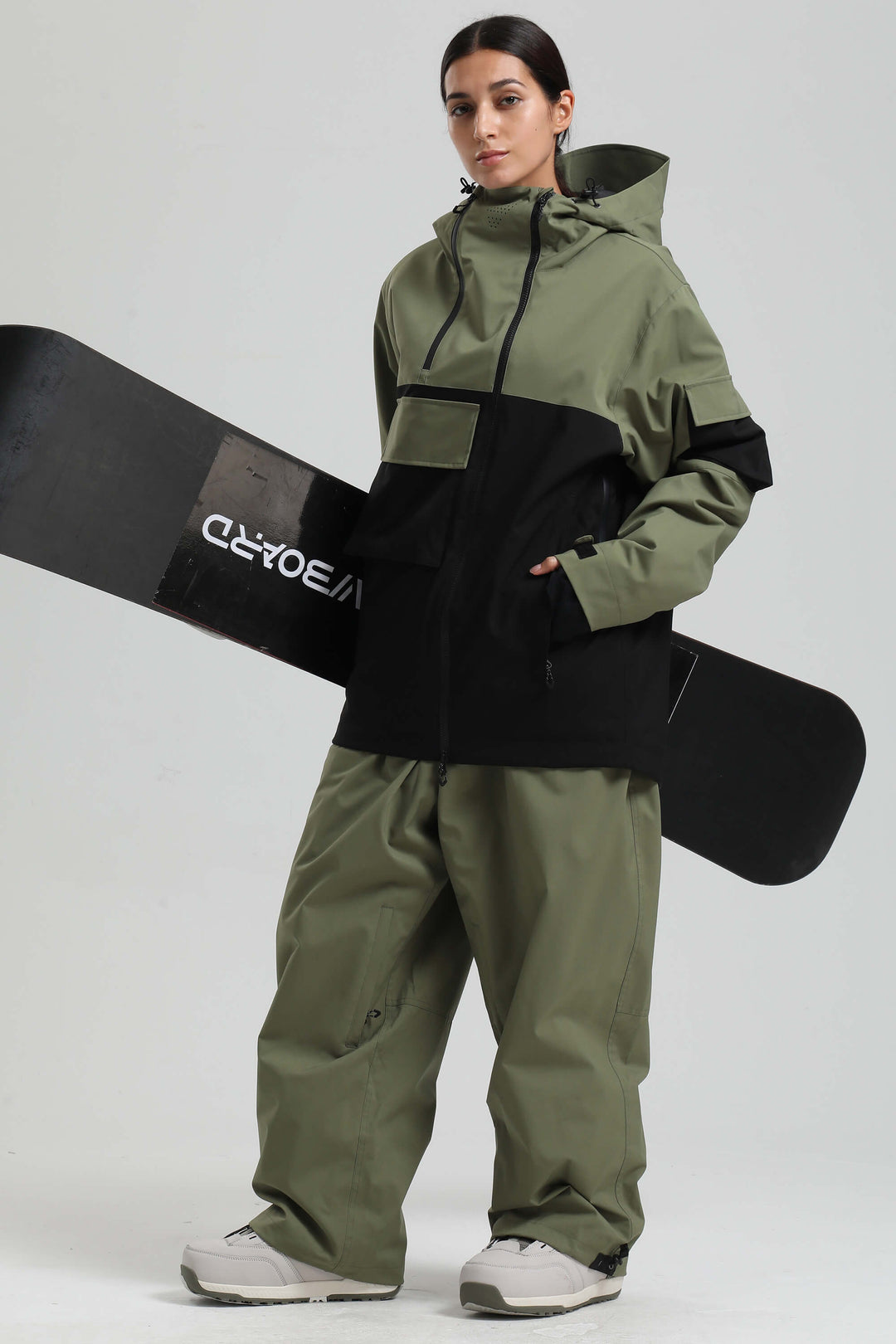 Dames Off White Asym-Zip Utility Pocket waterdichte sneeuwjas