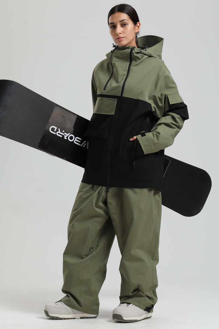 Dames Off White Asym-Zip Utility Pocket waterdichte sneeuwjas