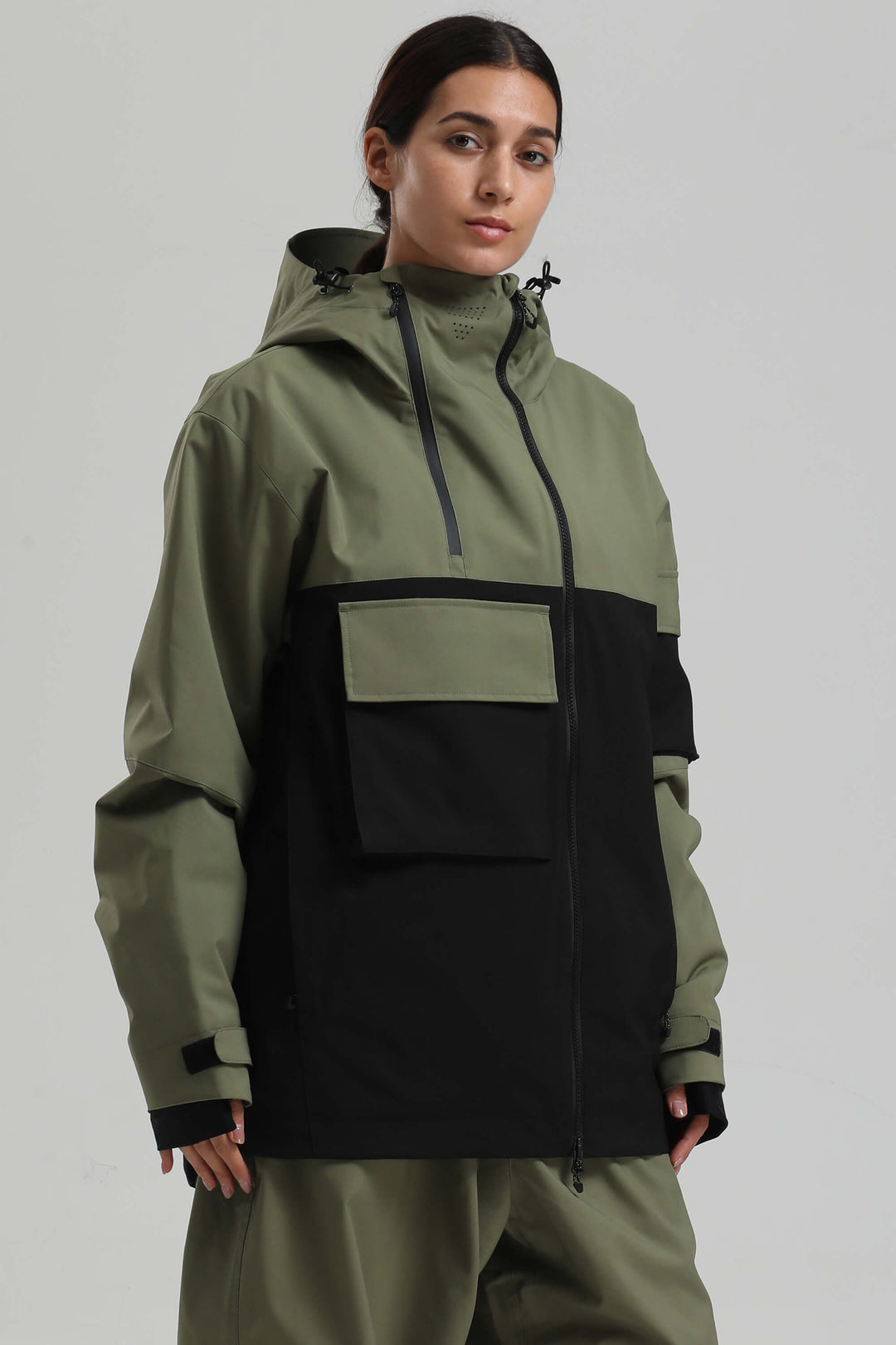 Dames Off White Asym-Zip Utility Pocket waterdichte sneeuwjas