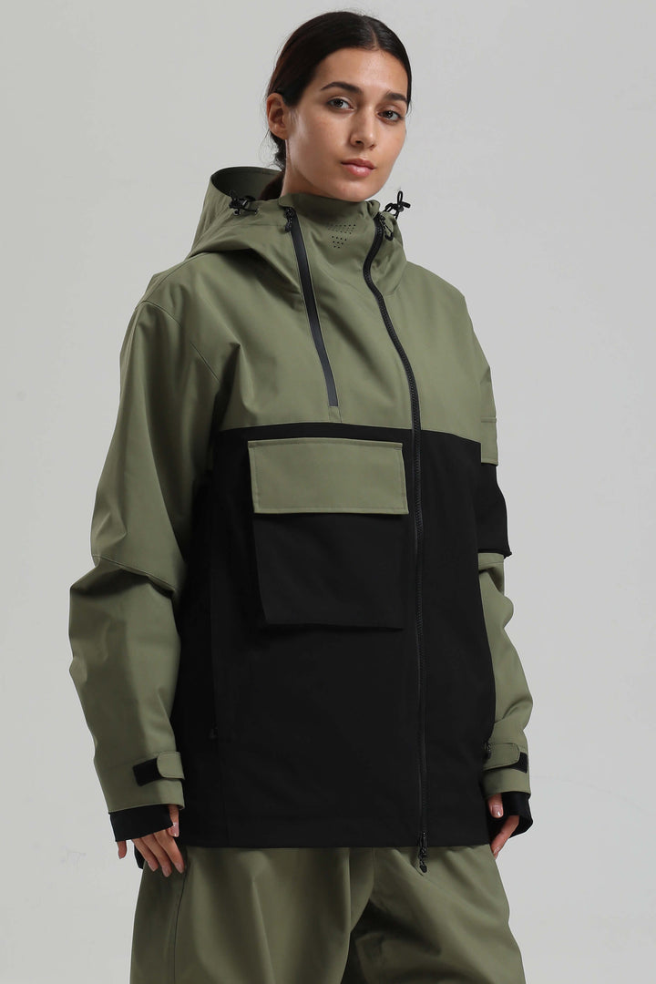 Dames Off White Asym-Zip Utility Pocket waterdichte sneeuwjas