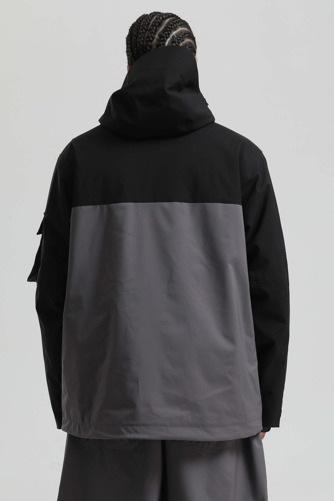 Men's Black & Grey Asym-Zip Utility Pocket Waterproof Snow Jacket