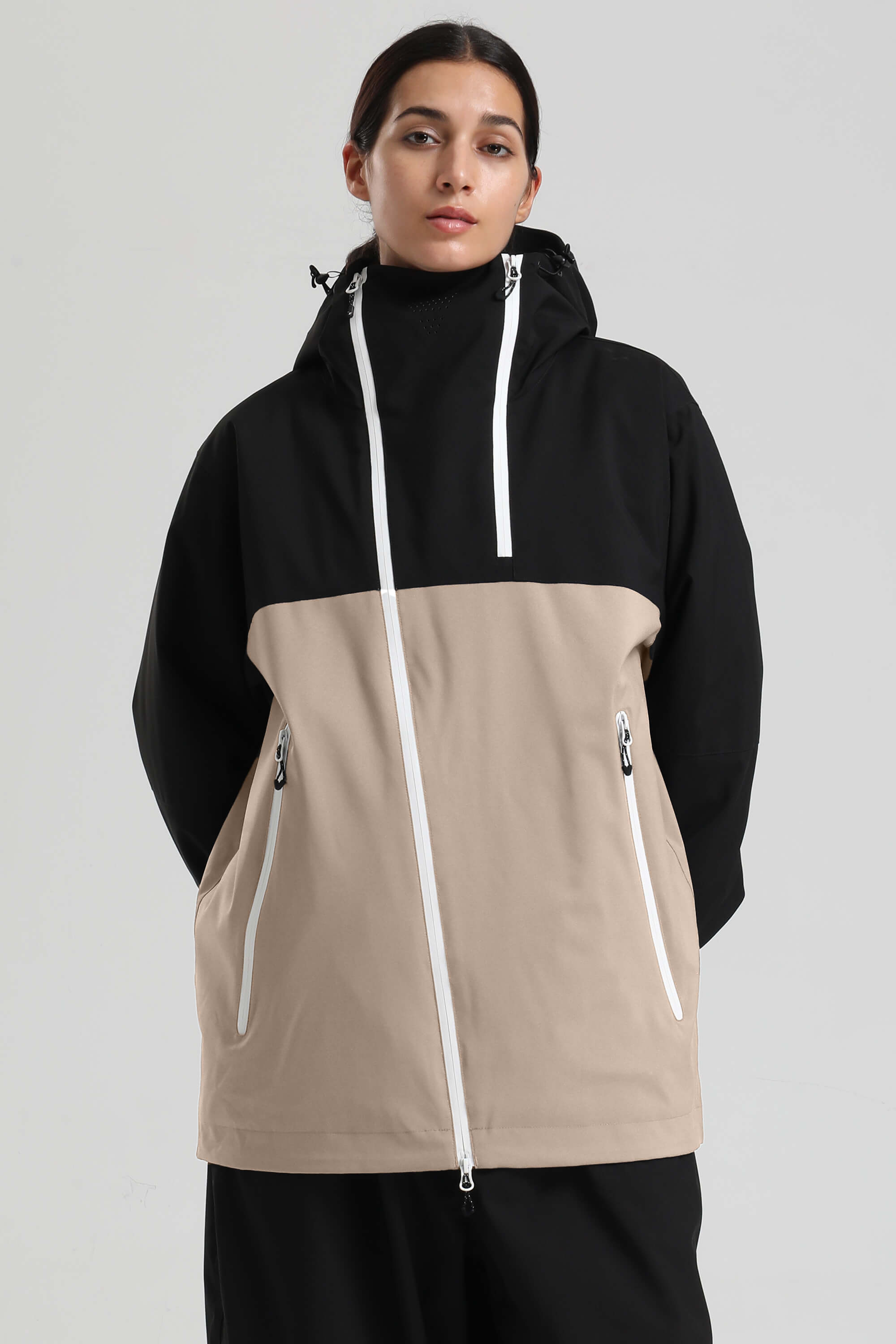 Women's Off White Face Vent Asym-Zip Waterproof Insulated Snow