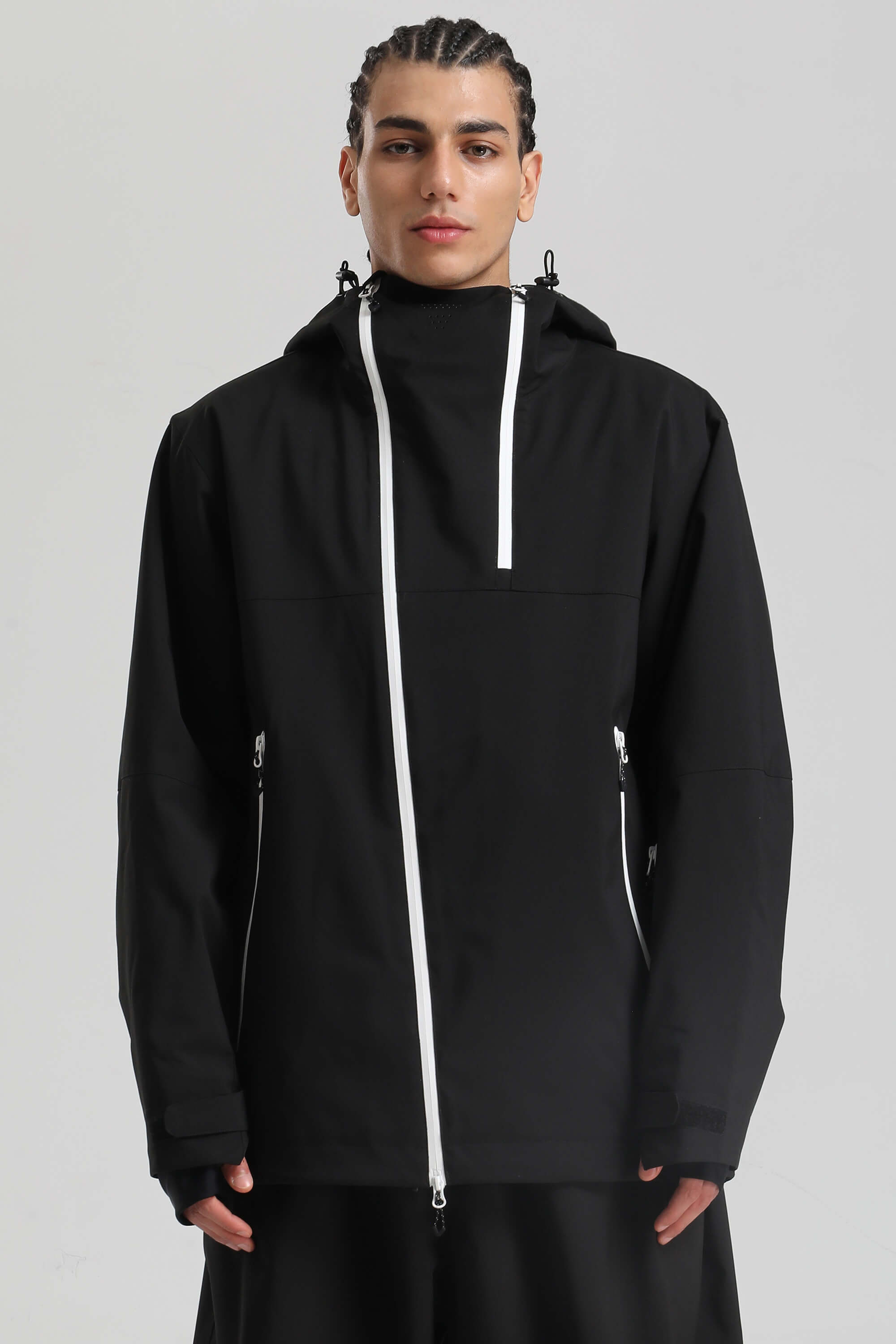 Men's Black Face Vent Asym-Zip Waterproof Insulated Snow Jacket