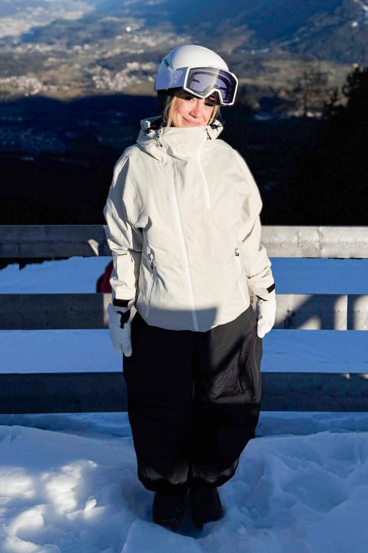 Women's Off White Face Vent Asym-Zip Waterproof Insulated Snow Jacket