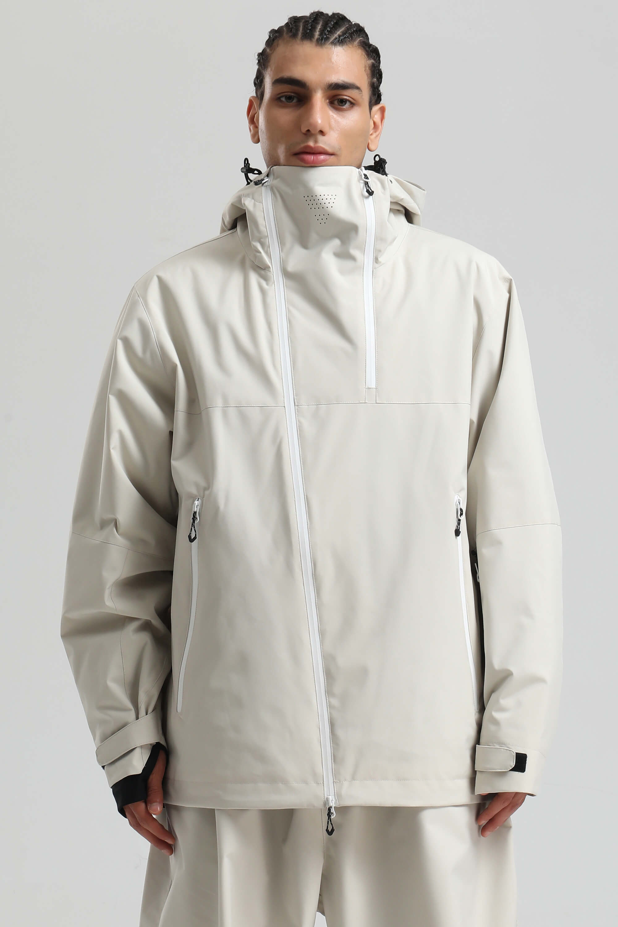 Men's Off White Face Vent Asym-Zip Waterproof Insulated Snow