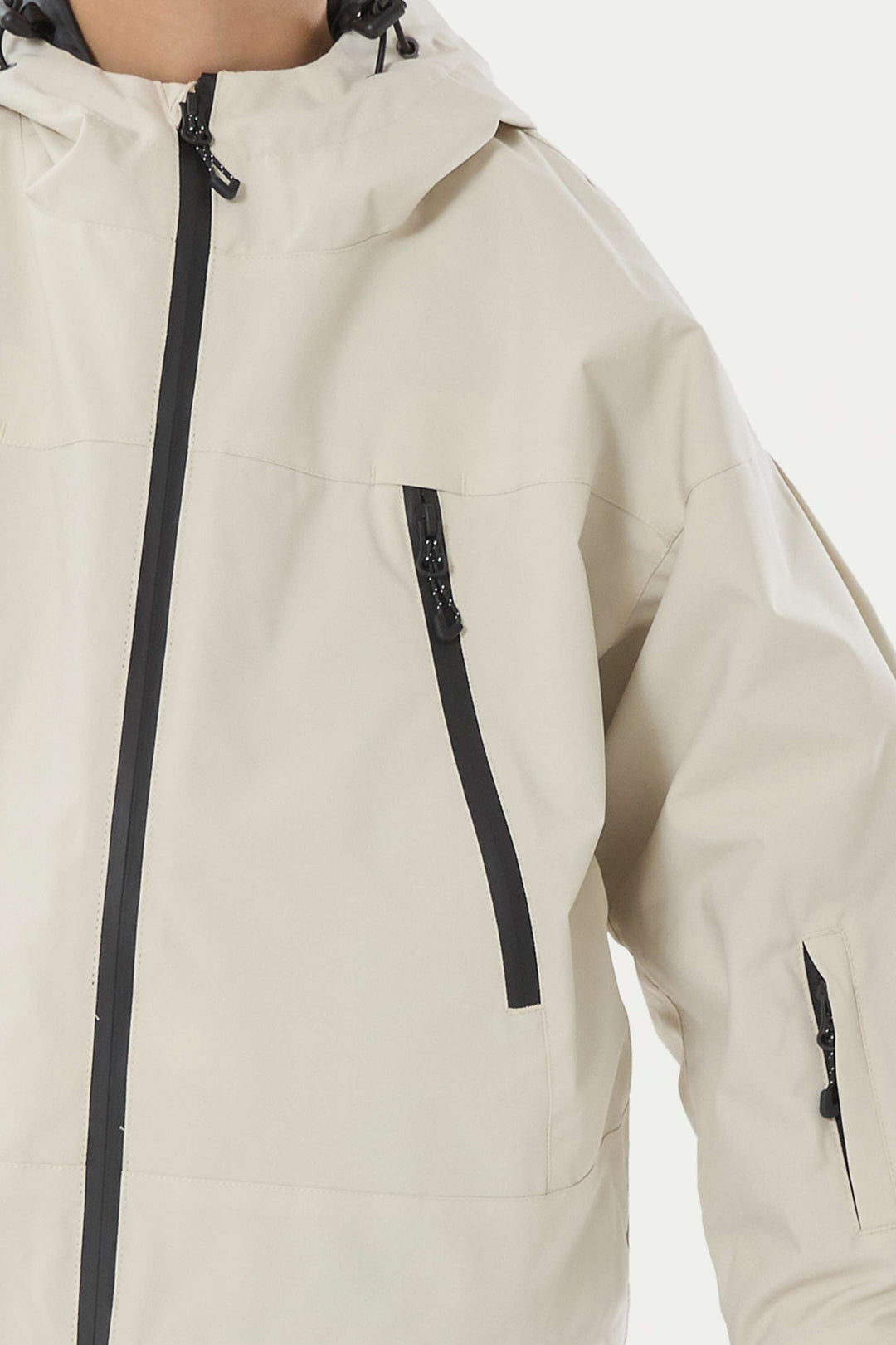 Off-White wasserdichte, isolierte Schneejacke mit abnehmbarer Kapuze und Ohrenklappen für Jungen