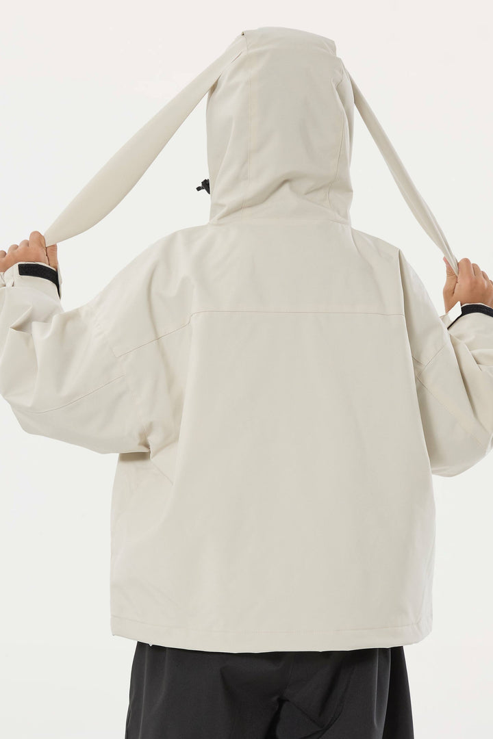 Off-White wasserdichte, isolierte Schneejacke mit abnehmbarer Kapuze und Ohrenklappen für Jungen