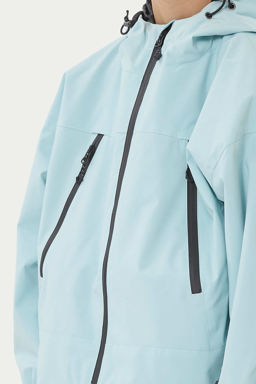 Eisblaue, wasserdichte, isolierte Schneejacke mit abnehmbarer Kapuze und Ohrenklappen für Jungen 