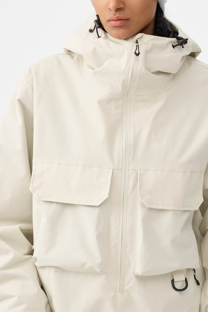 Damska ocieplana kurtka śnieżna Off White Techwear z zamkiem do połowy