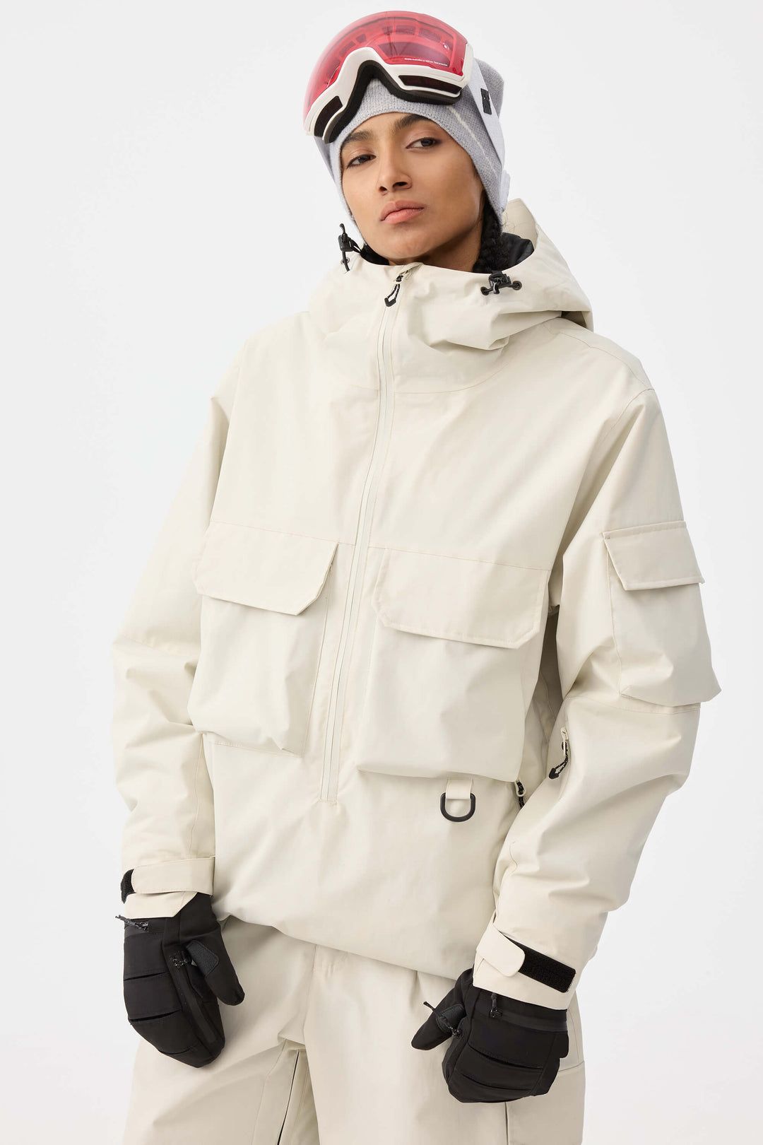 Damska ocieplana kurtka śnieżna Off White Techwear z zamkiem do połowy