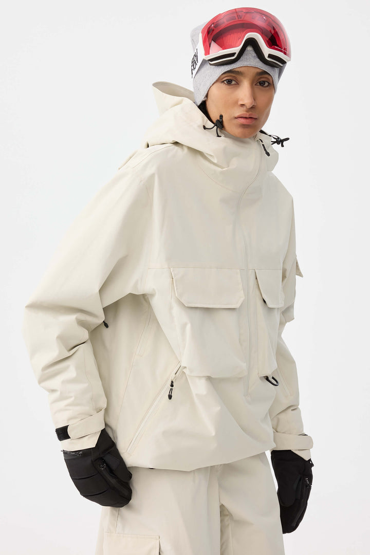 Damska ocieplana kurtka śnieżna Off White Techwear z zamkiem do połowy