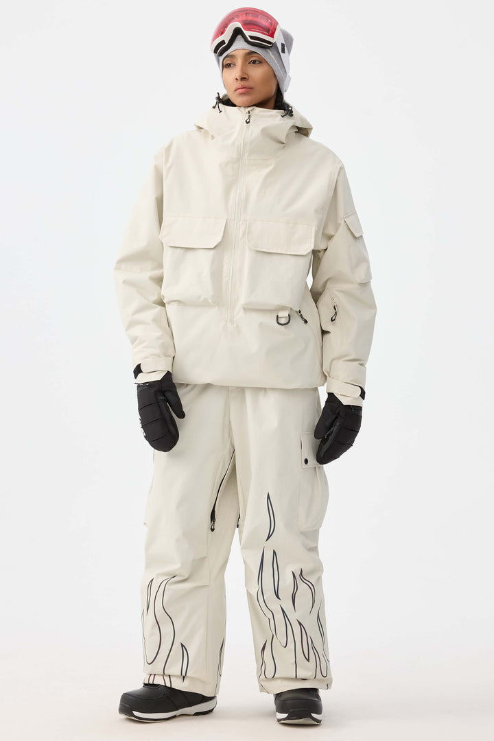 Women's Black Techwear Half-Zip Insulated Snow Anorak