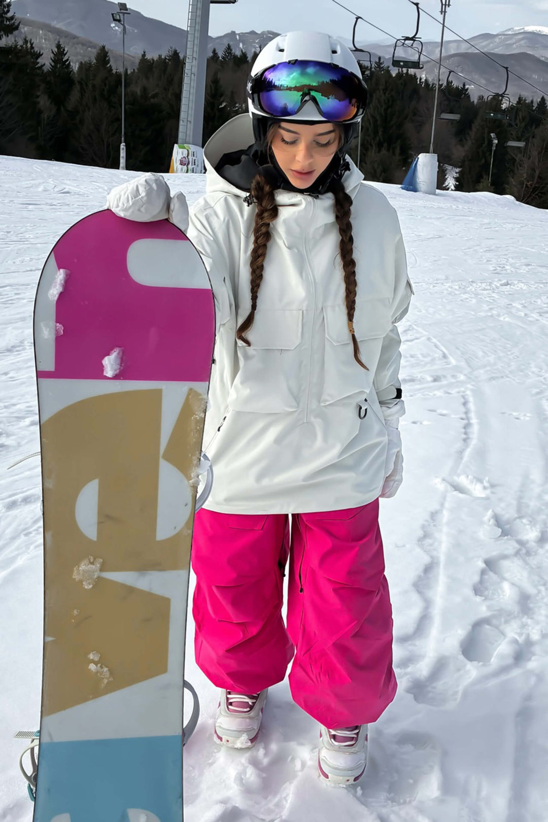 Women's Off White Techwear Half-Zip Insulated Snow Anorak