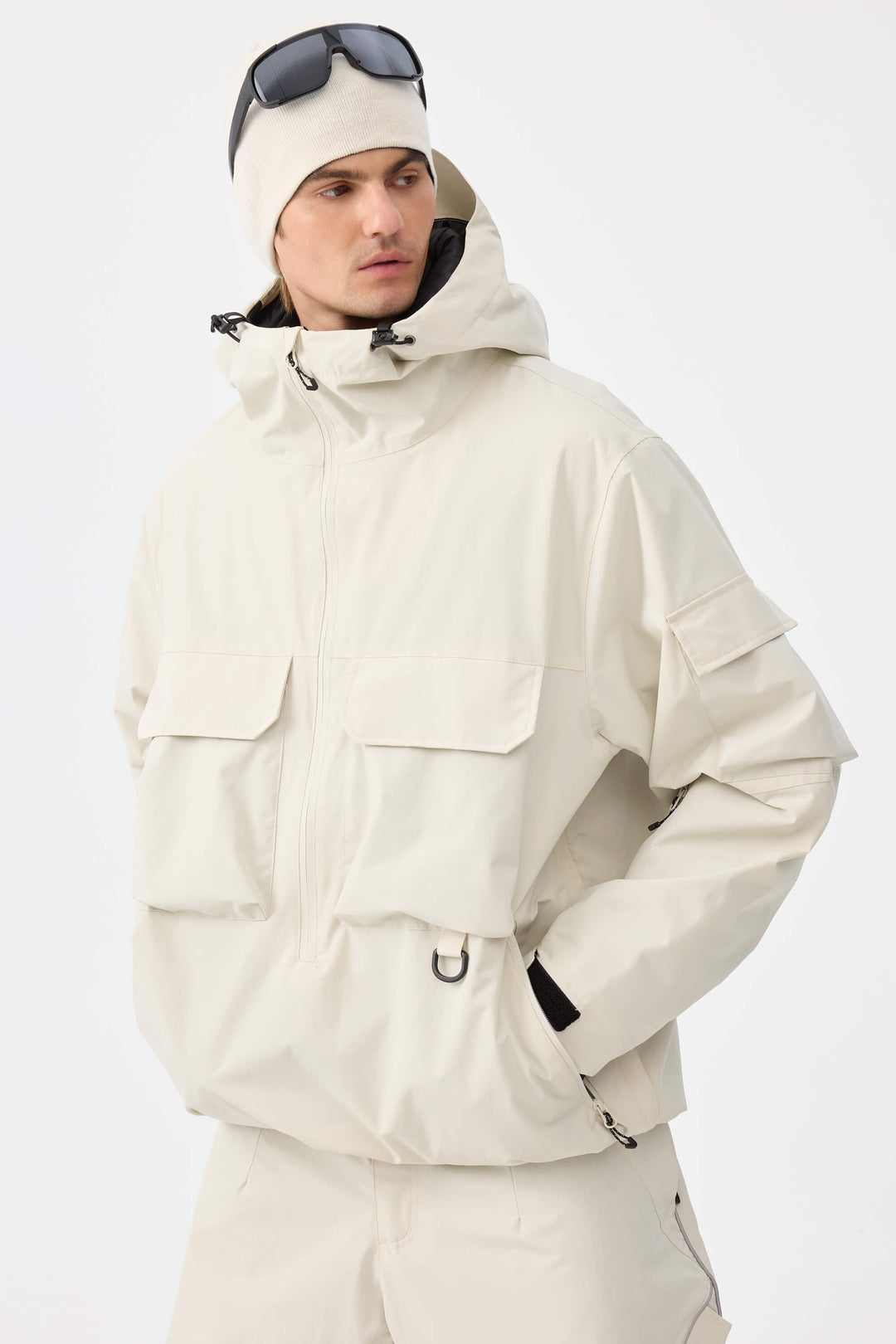 Męska ocieplana kurtka śnieżna Off White Techwear z zamkiem do połowy