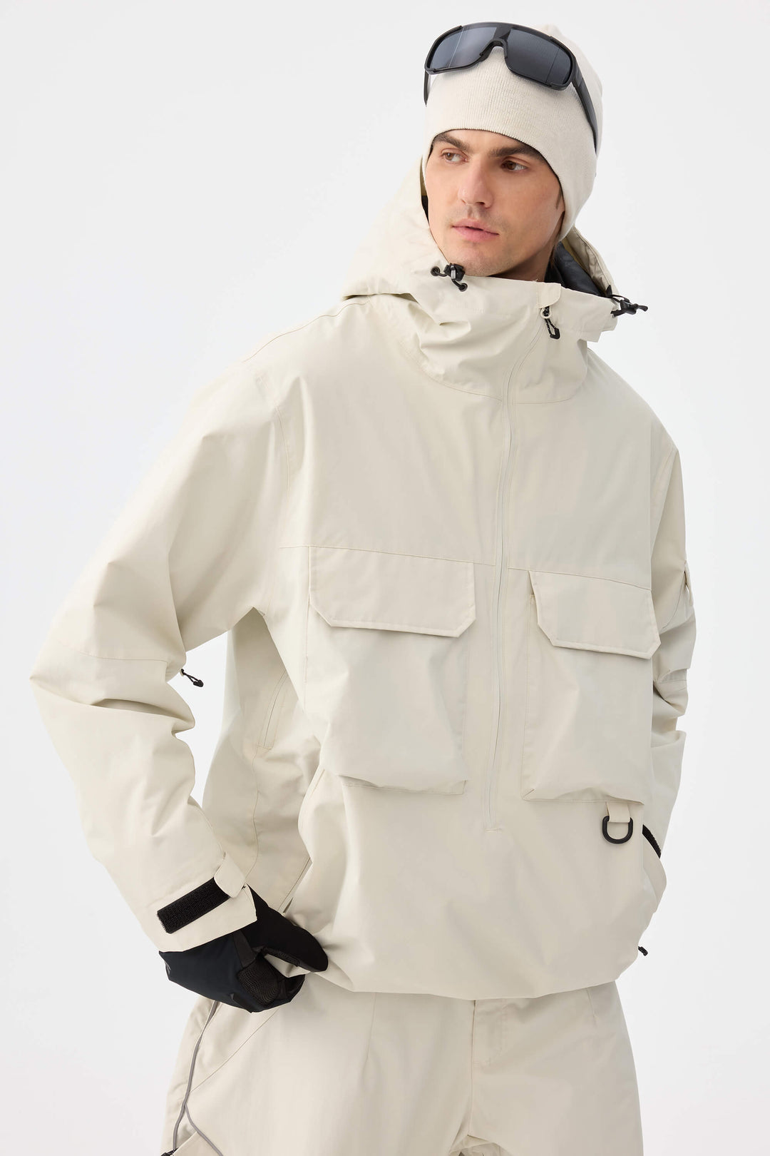Męska ocieplana kurtka śnieżna Off White Techwear z zamkiem do połowy
