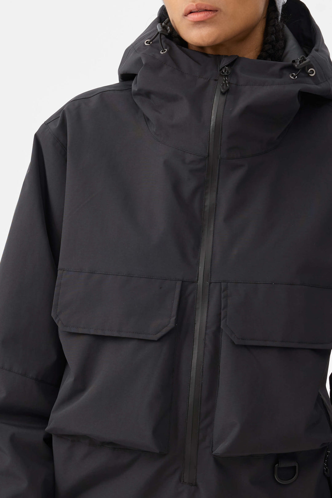 Women's Black Techwear Half-Zip Insulated Snow Anorak
