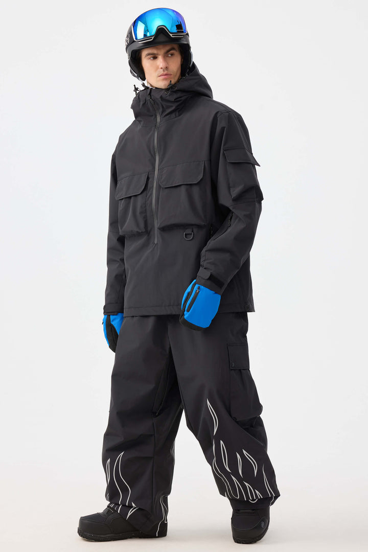 Męska ocieplana kurtka śnieżna Off White Techwear z zamkiem do połowy