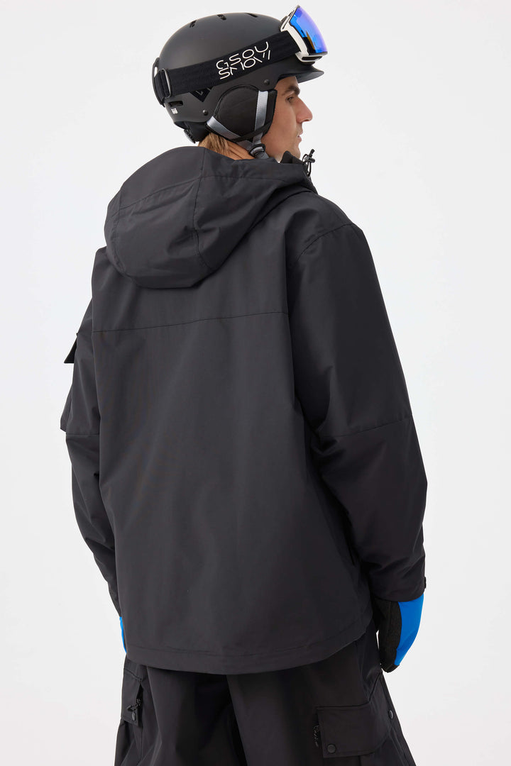 Zwarte Techwear half-zip geïsoleerde sneeuwanorak voor heren