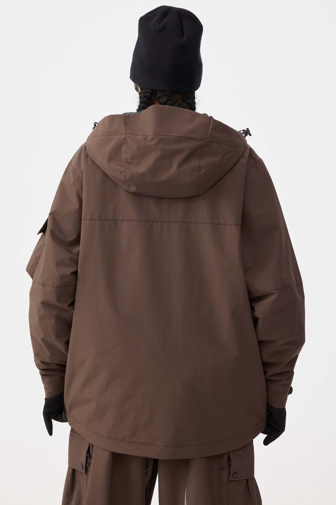 Damska ocieplana kurtka śnieżna Coffee Techwear z zamkiem do połowy