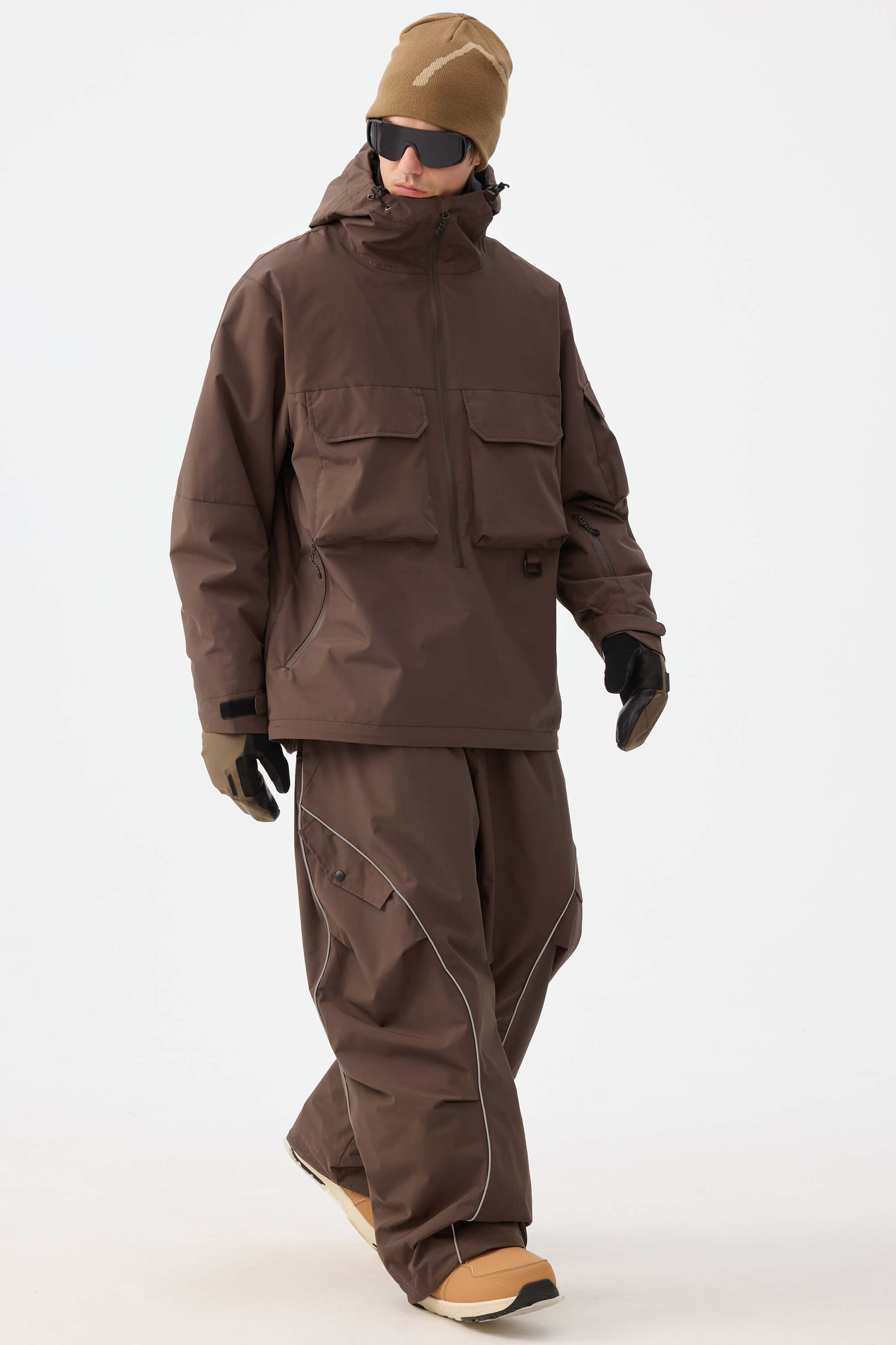 Men's Black Techwear Half-Zip Insulated Snow Anorak – GSou Snow