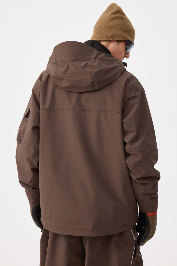 Męska ocieplana kurtka śnieżna Coffee Techwear z zamkiem do połowy