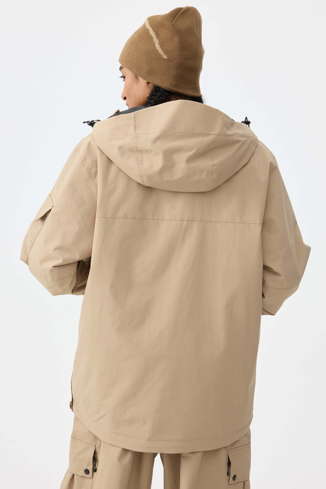 Women's Khaki Techwear Half-Zip Insulated Snow Anorak