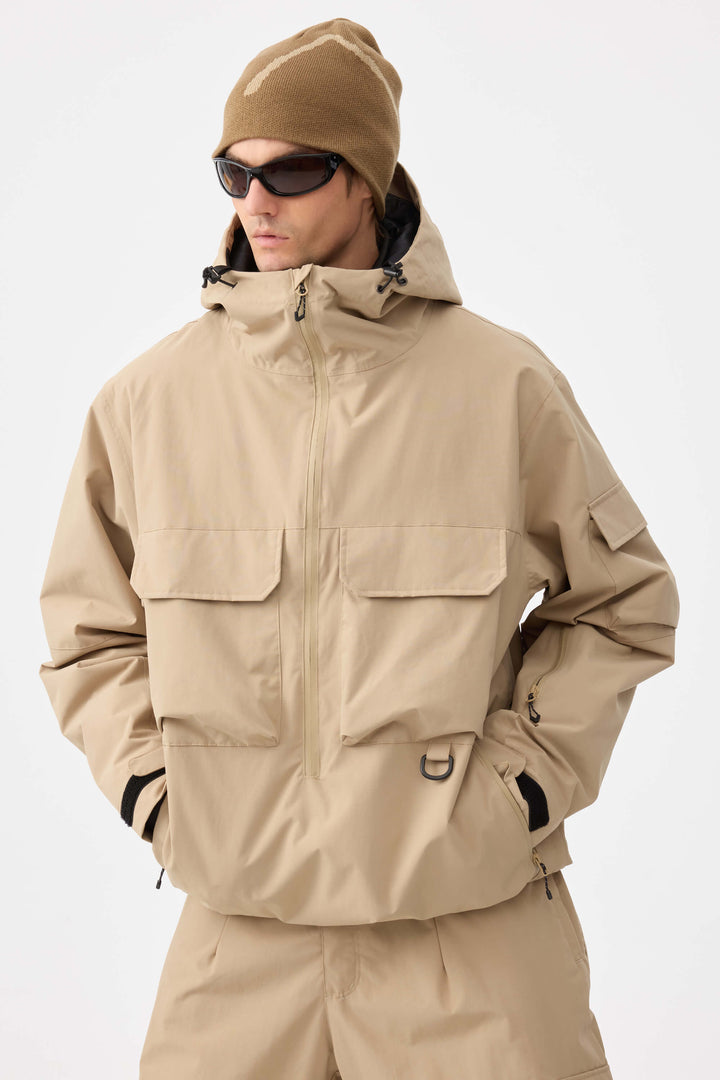 Męska ocieplana kurtka śnieżna Off White Techwear z zamkiem do połowy