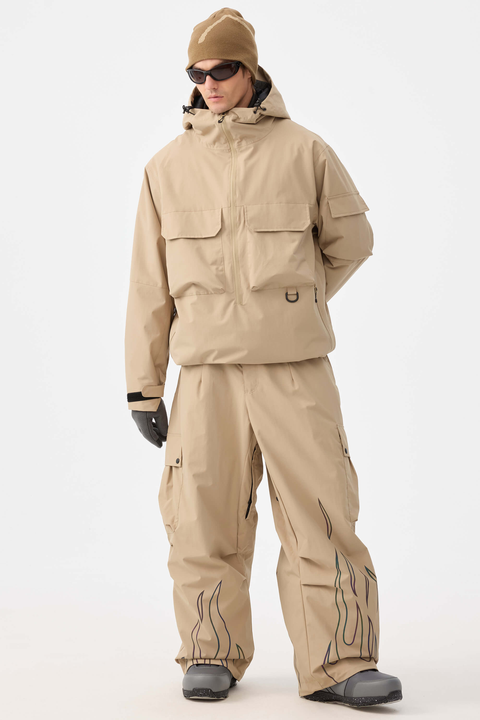 Men's Black Techwear Half-Zip Insulated Snow Anorak – GSou Snow
