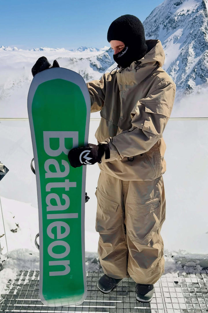 Men's Black Techwear Half-Zip Insulated Snow Anorak