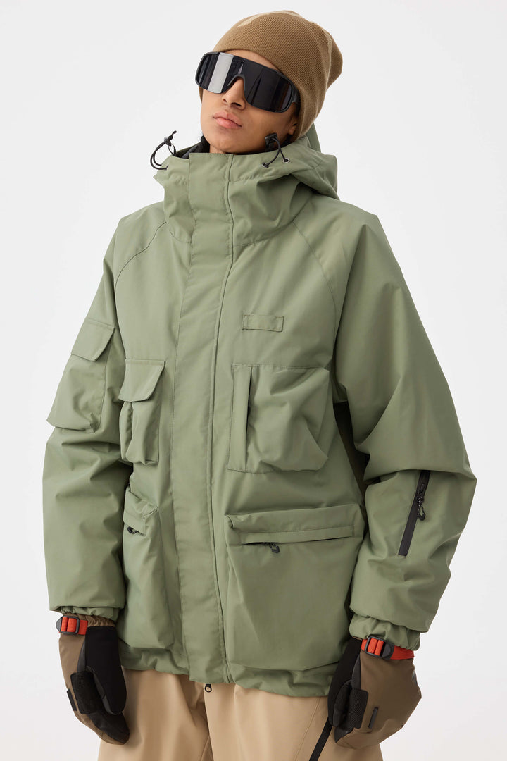 Damska ocieplana kurtka śnieżna Techwear Multi-Pocket Khaki